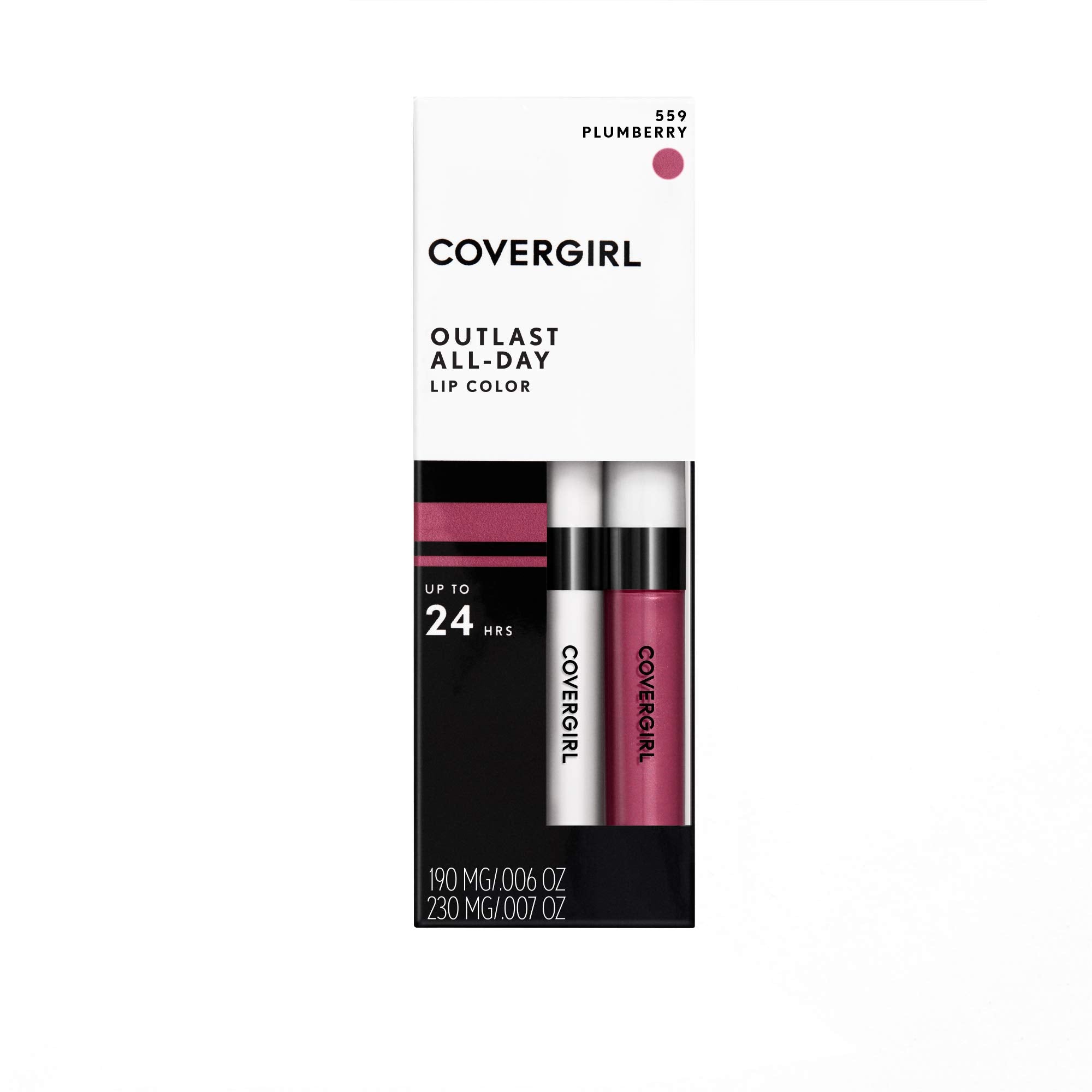 Covergirl Outlast All-day Moisturizing Lip Color, Plum Berry, 1 Set, 2 Count (Packaging may vary)